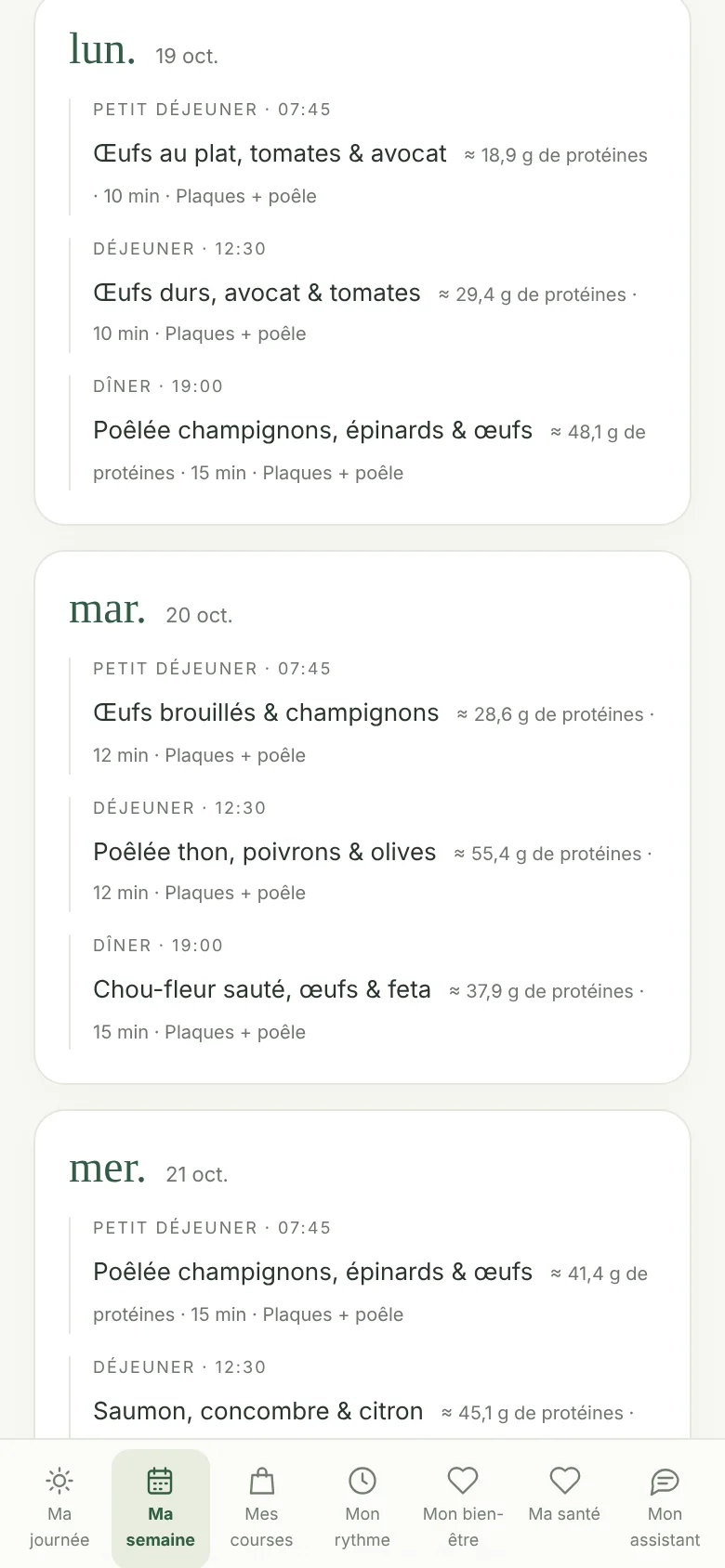 Ma semaine